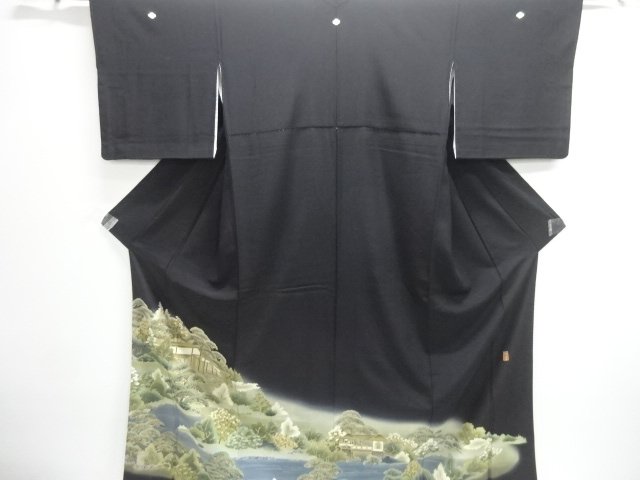 JAPANESE KIMONO / TOMESODE / EMBROIDERY / GARDEN SCENERY / ARTIST WORK 